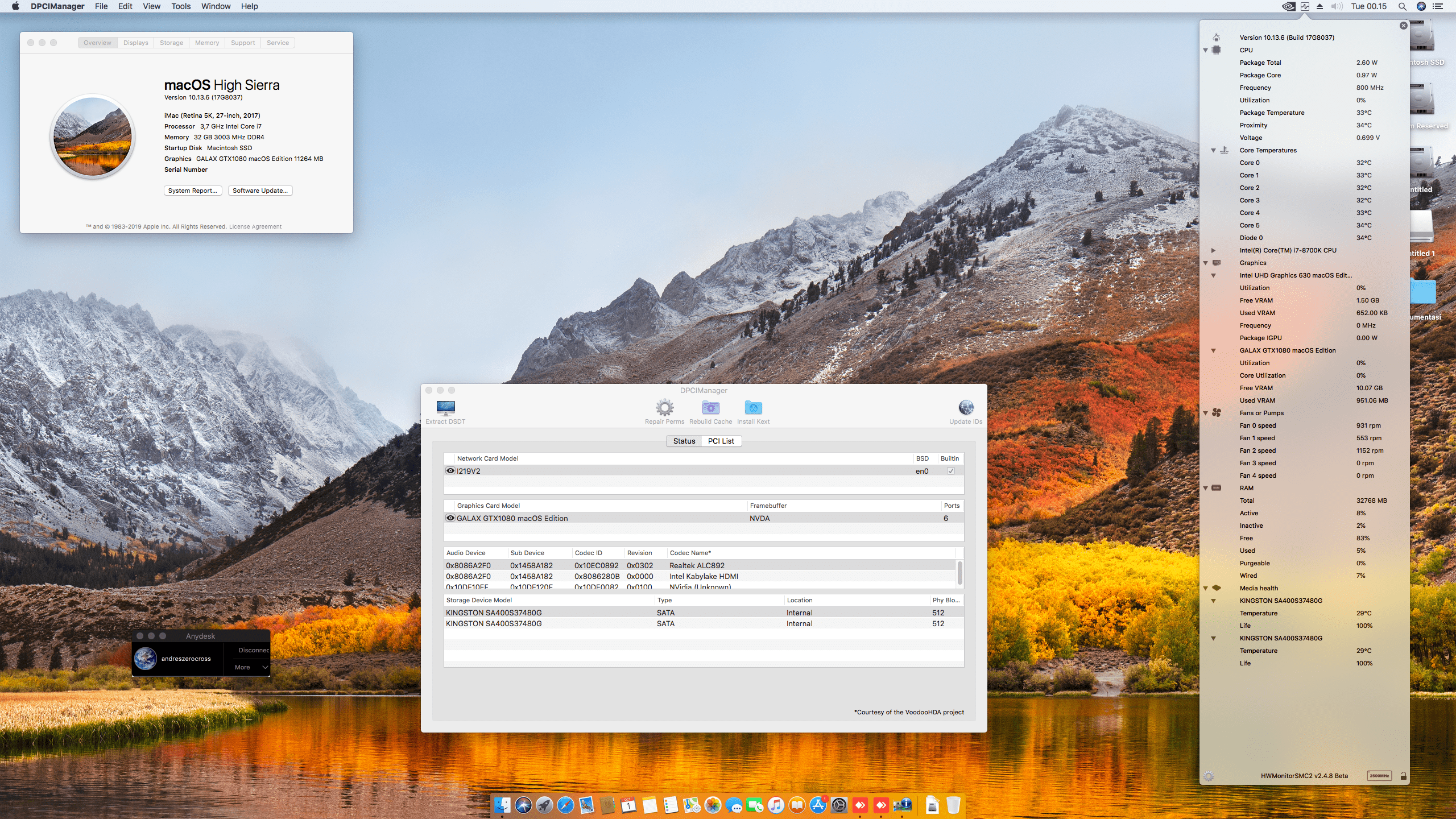 Success Hackintosh macOS High Sierra 10.13.6 Build 17G8037 at Gigabyte Z370M-D3H + Intel Core i7 8700K + Galax 1080Ti